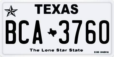 TX license plate BCA3760