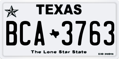 TX license plate BCA3763