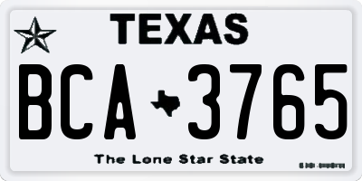 TX license plate BCA3765