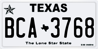 TX license plate BCA3768