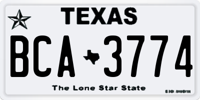 TX license plate BCA3774