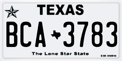 TX license plate BCA3783