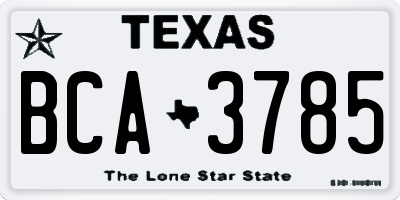 TX license plate BCA3785