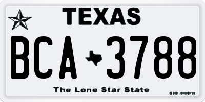 TX license plate BCA3788