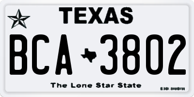 TX license plate BCA3802