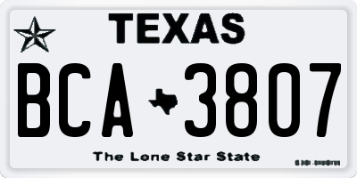 TX license plate BCA3807