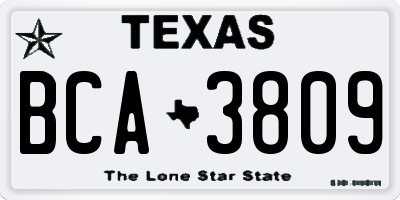 TX license plate BCA3809