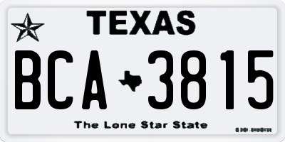 TX license plate BCA3815