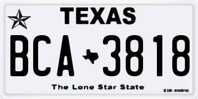 TX license plate BCA3818