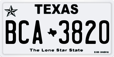 TX license plate BCA3820
