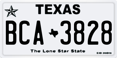 TX license plate BCA3828