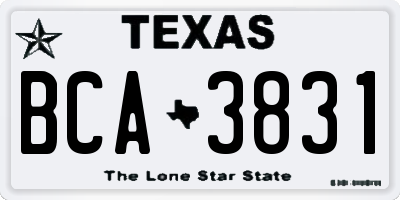 TX license plate BCA3831