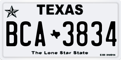 TX license plate BCA3834