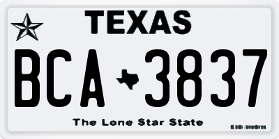 TX license plate BCA3837