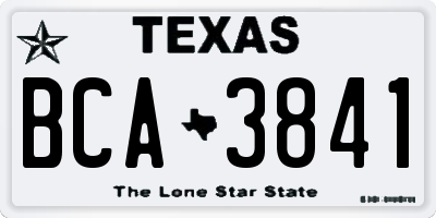 TX license plate BCA3841