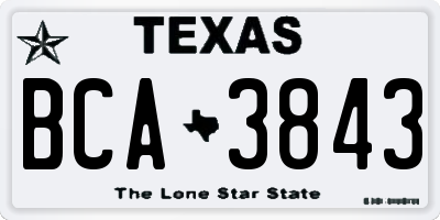TX license plate BCA3843
