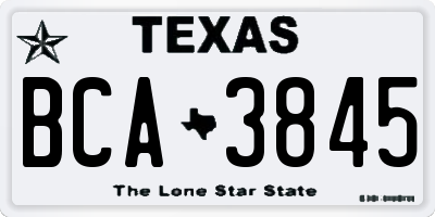 TX license plate BCA3845