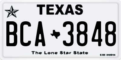 TX license plate BCA3848