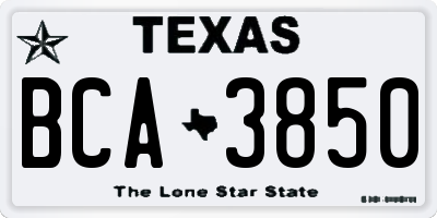 TX license plate BCA3850