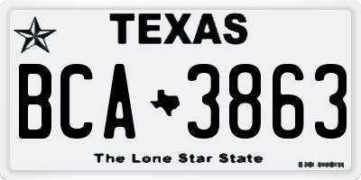 TX license plate BCA3863
