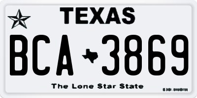 TX license plate BCA3869