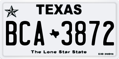 TX license plate BCA3872