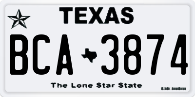 TX license plate BCA3874