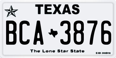 TX license plate BCA3876