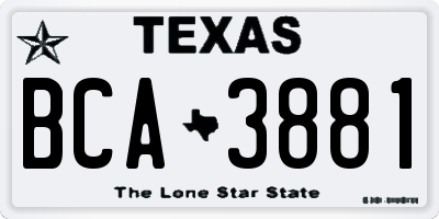 TX license plate BCA3881