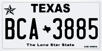 TX license plate BCA3885