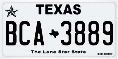 TX license plate BCA3889