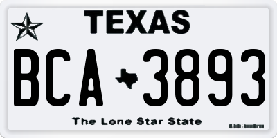 TX license plate BCA3893