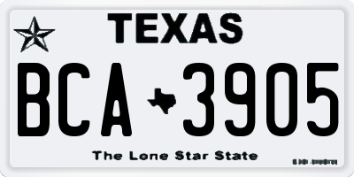TX license plate BCA3905