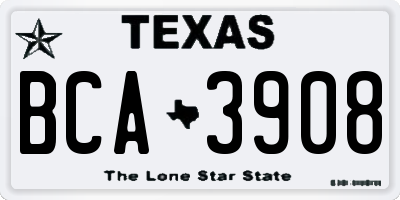 TX license plate BCA3908