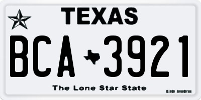 TX license plate BCA3921