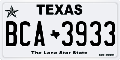 TX license plate BCA3933