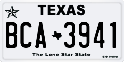 TX license plate BCA3941