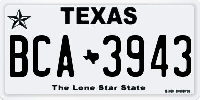 TX license plate BCA3943