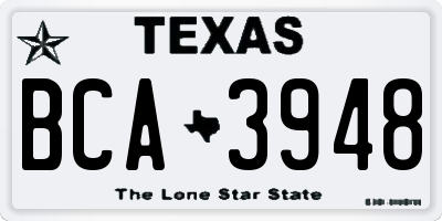 TX license plate BCA3948
