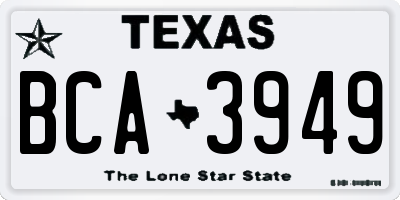 TX license plate BCA3949