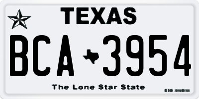 TX license plate BCA3954