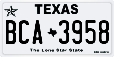TX license plate BCA3958
