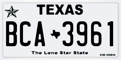 TX license plate BCA3961