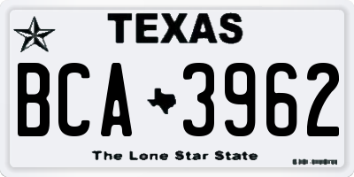 TX license plate BCA3962