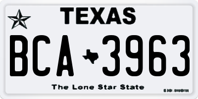 TX license plate BCA3963
