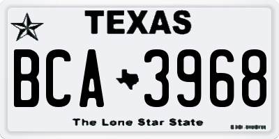 TX license plate BCA3968