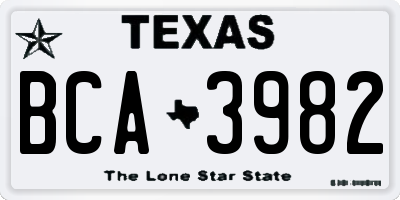 TX license plate BCA3982