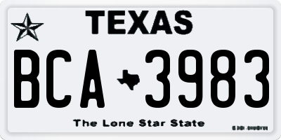 TX license plate BCA3983
