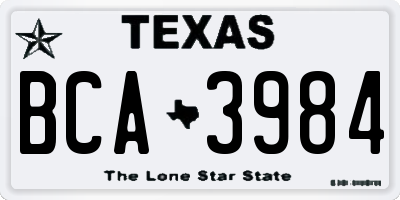 TX license plate BCA3984