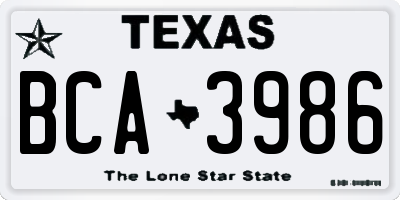 TX license plate BCA3986